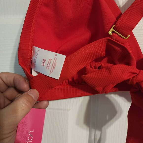 Xhilaration Red Adjustable Strap Tie Back D/DD Bikini Top - Top Only - Picture 5 of 7